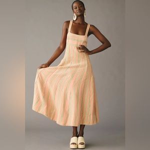 Anthropologie Maeve Square-Neck Tie-Back A-Line Dress